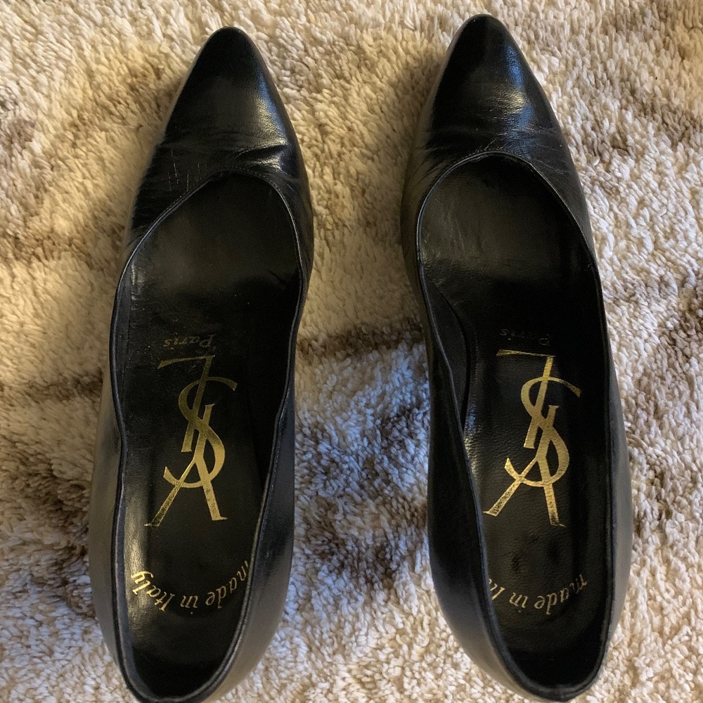 Yves Saint Laurent YSL Black Leather Pumps Made in Italy Size 7.5 - Picture 3 of 12